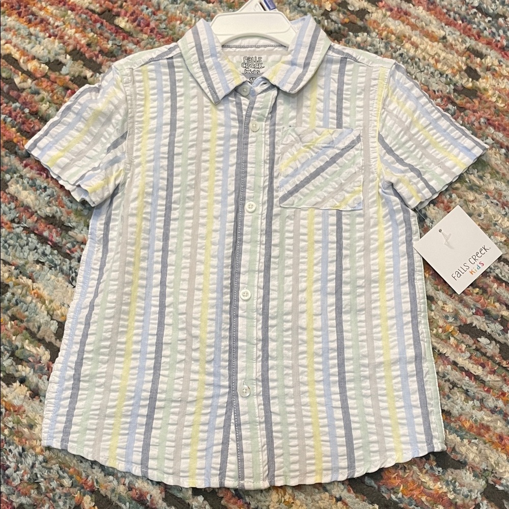 Falls Creek Kids Multicolor Striped Button Down Shirt